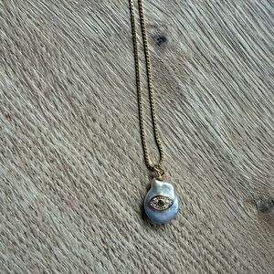 ✨ Gold Evil Eye Pearl Necklace | 925 Sterling Silver | Adjustable ✨